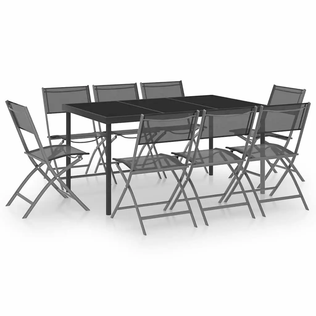 9 Piece Outdoor Dining Set Steel Frame Textilene Anthracite Garden Furniture Patio Table