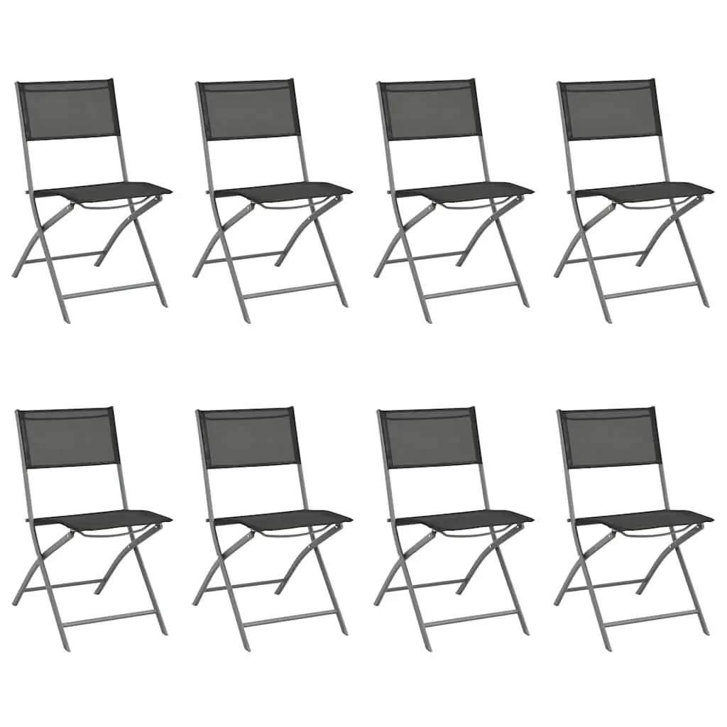 9 Piece Outdoor Dining Set Steel Frame Textilene Anthracite Garden Furniture Patio Table
