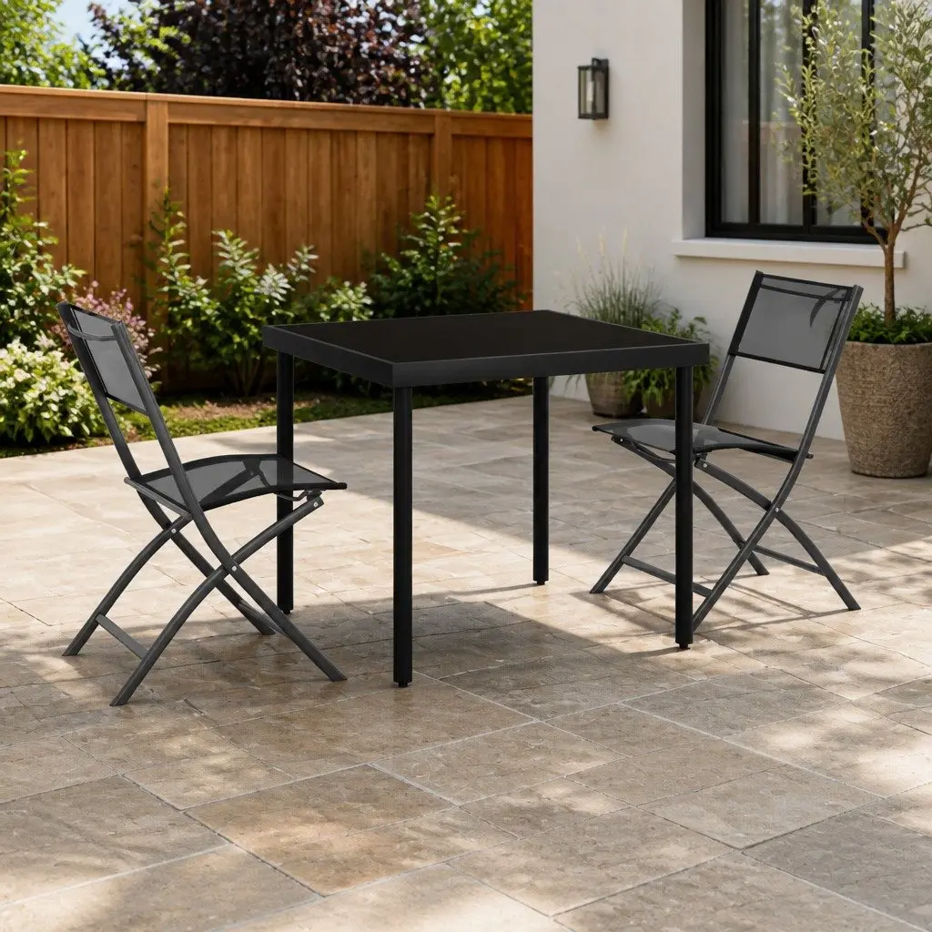 3 Piece Dining Set with Durable Steel Frame