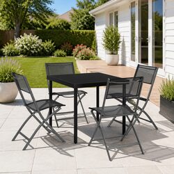 Sturdy 5-Piece Outdoor Dining Set with Folding Chairs