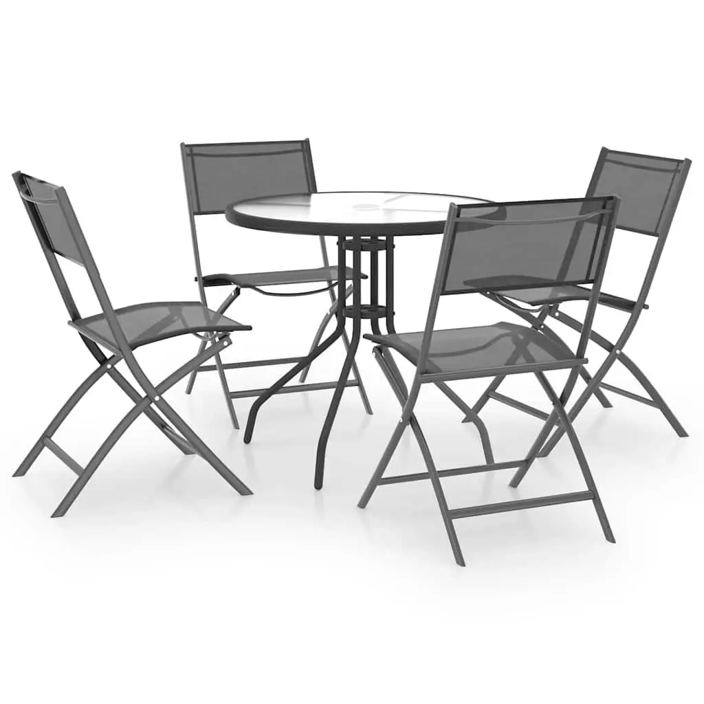 5 Piece Anthracite Outdoor Dining Set with Steel Frame