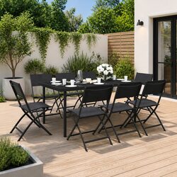 Premium 9-Piece Outdoor Dining Set with Steel Frame