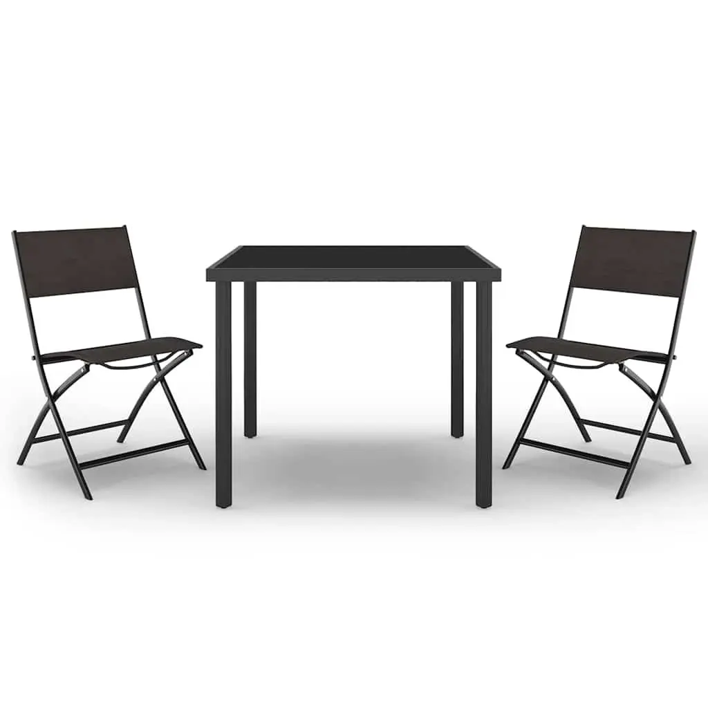 3 Piece Outdoor Dining Set with Durable Steel Frame