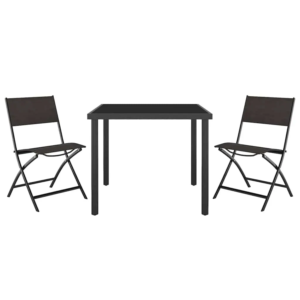 3 Piece Outdoor Dining Set with Durable Steel Frame