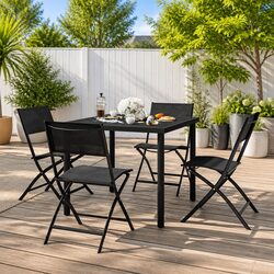 Durable 5 Piece Outdoor Dining Set with Steel Frame