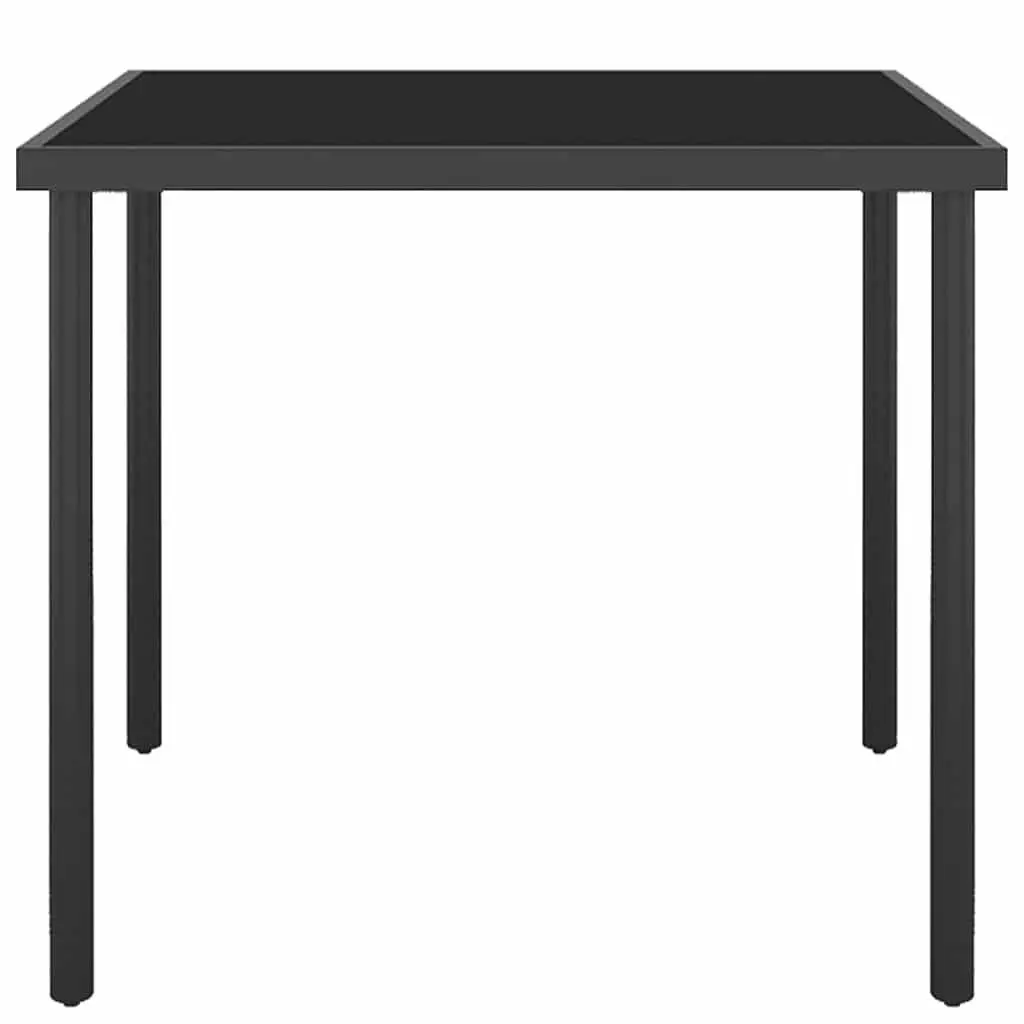 Outdoor Dining Set Steel Frame 5 Piece Stackable Chairs Textilene Fabric Black