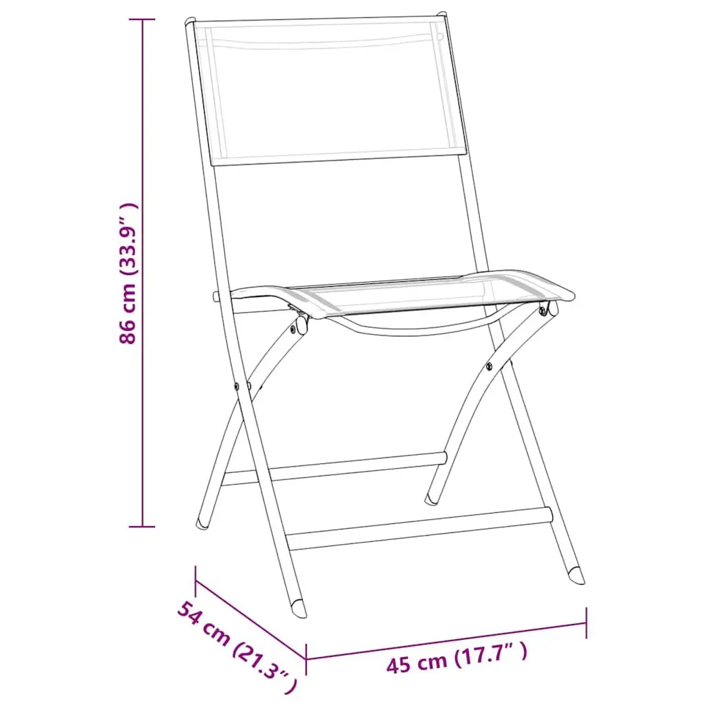 Outdoor Dining Set Steel Frame 5 Piece Stackable Chairs Textilene Fabric Black