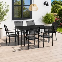 7-Piece Outdoor Dining Set with Steel Frame and Textilene
