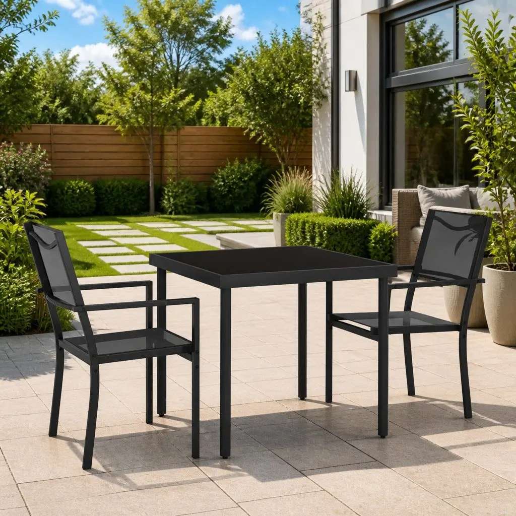 3-Piece Outdoor Dining Set with Steel Frame