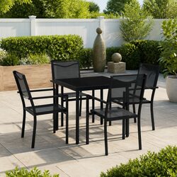 5-Piece Outdoor Dining Set with Steel Frame