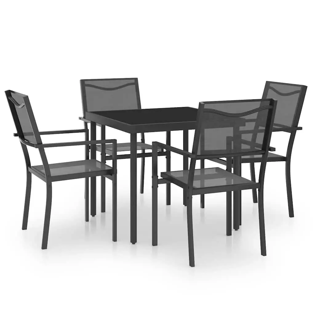 Outdoor Dining Set Steel Frame 5 Piece Black