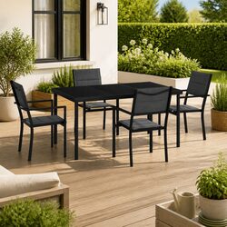 5-Piece Steel Frame Outdoor Dining Set in Anthracite
