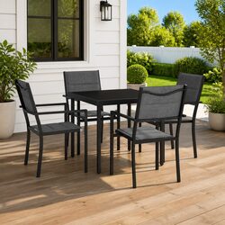 Durable 5 Piece Outdoor Dining Set with Steel Frame