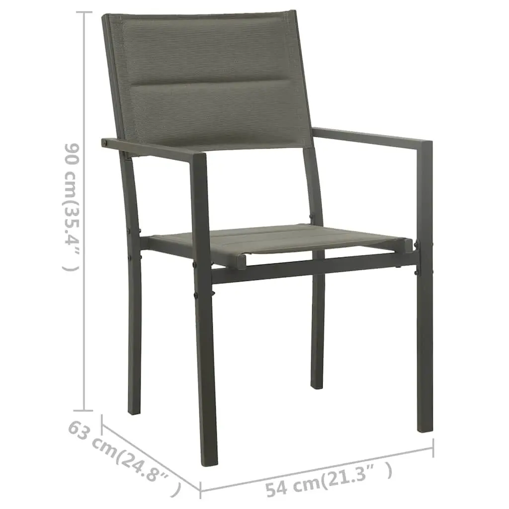 5 Piece Outdoor Dining Set Steel Frame Textilene Chairs Table Black