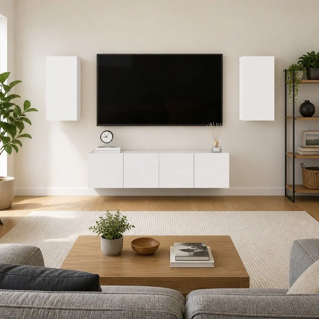 4-Piece Wall Mounted TV Cabinet Set in White