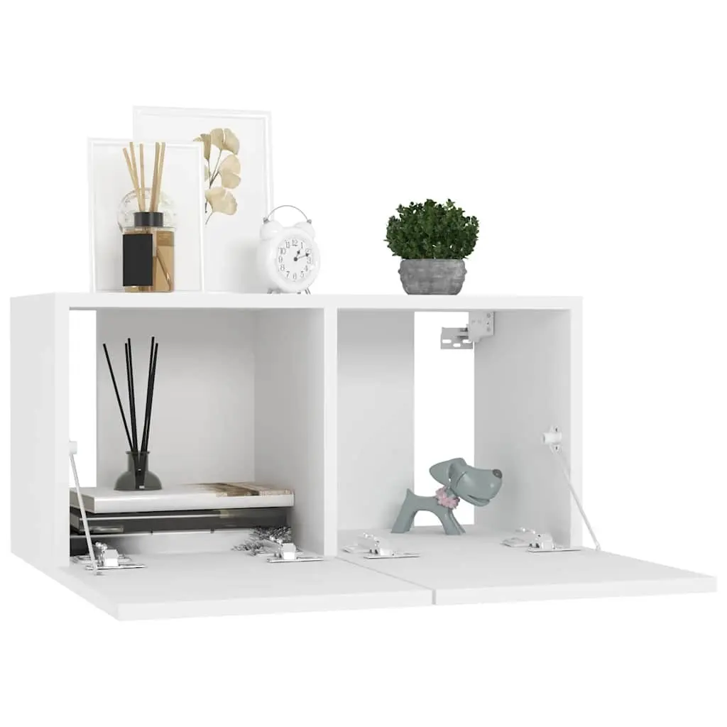 4-Piece Wall Mounted TV Cabinet Set in White