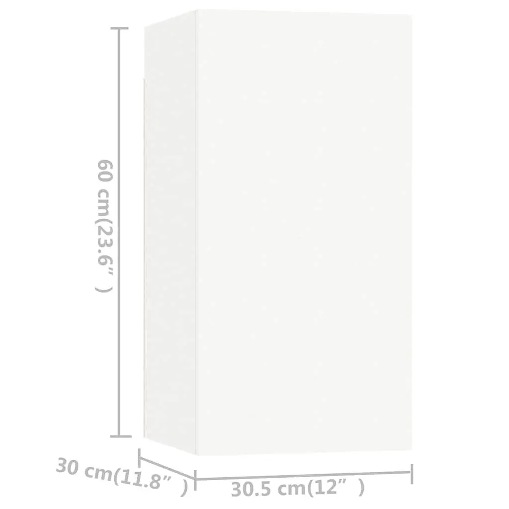 4-Piece Wall Mounted TV Cabinet Set in White
