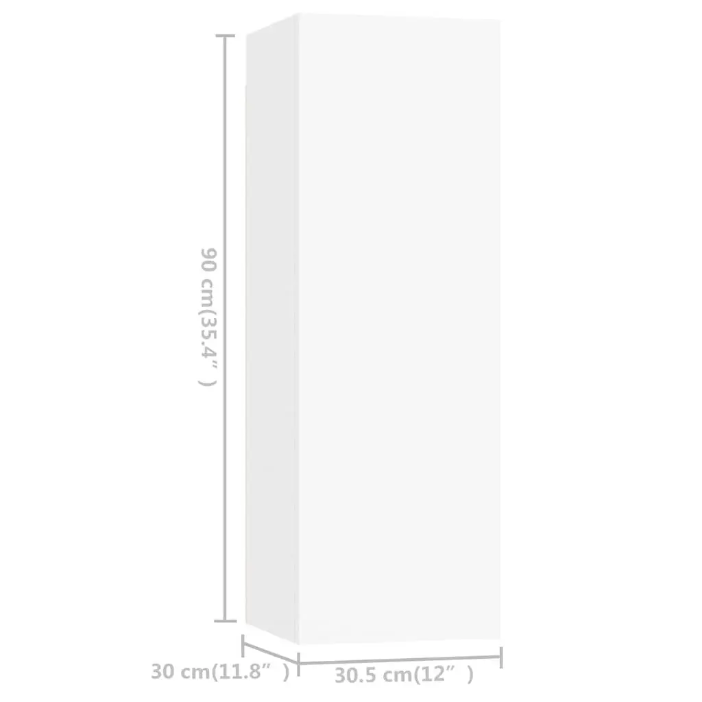 TV Cabinet Set Engineered Wood 4 Piece White Wall Mounted Storage Unit