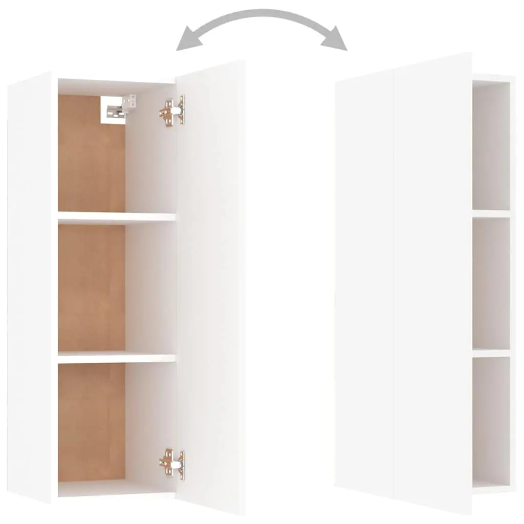 TV Cabinet Set Engineered Wood 4 Piece White Wall Mounted Storage Unit