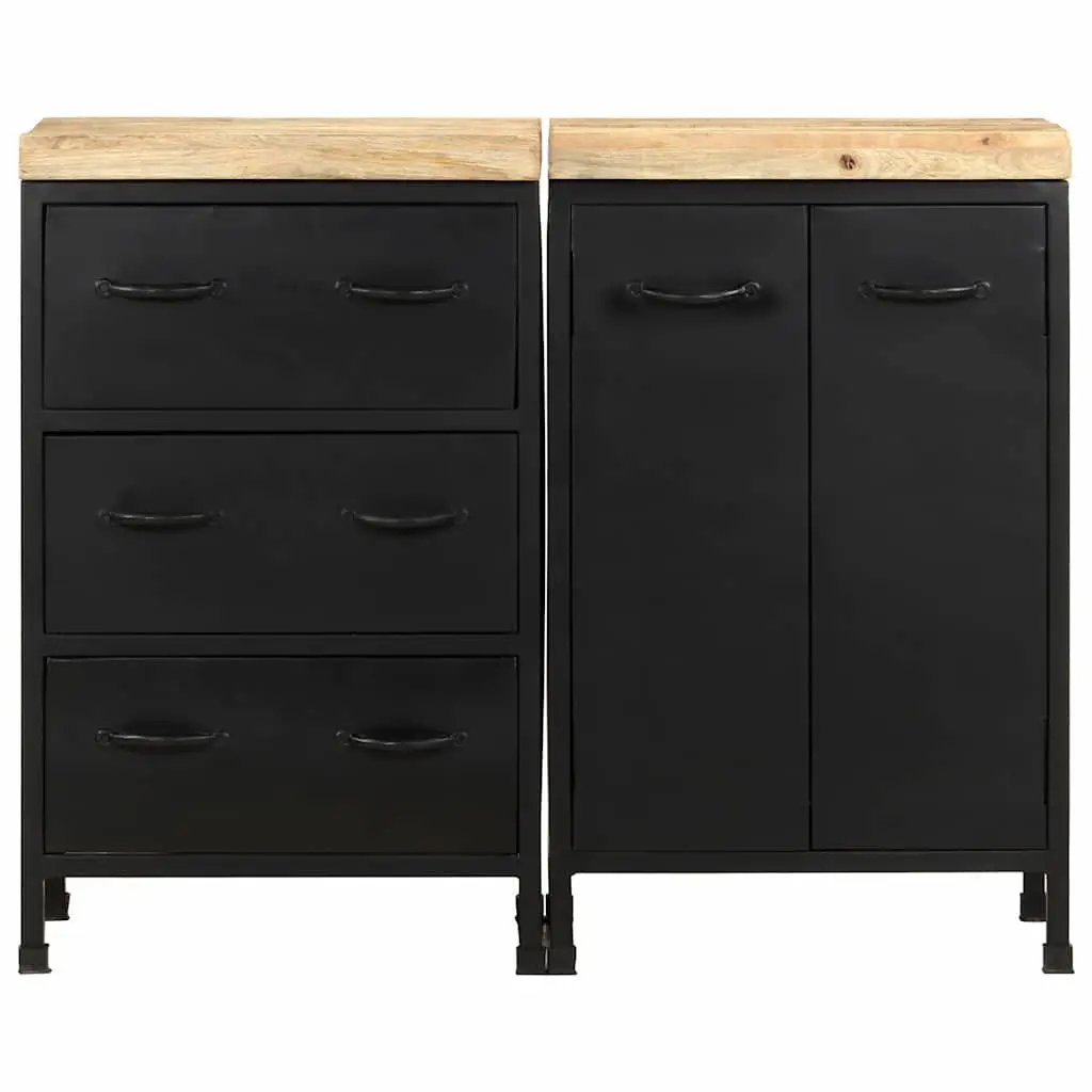 Sideboard Rough Mango Wood 3 Drawers 2 Doors Brown