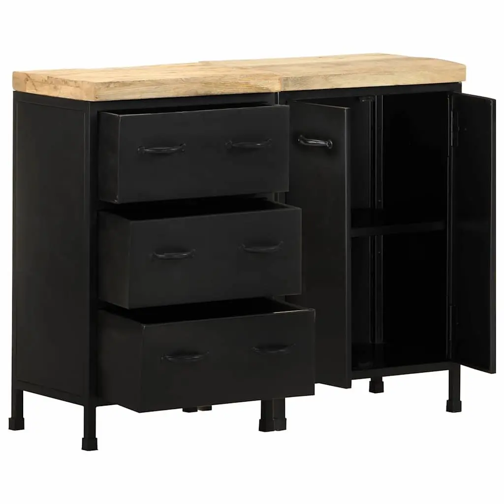 Sideboard Rough Mango Wood 3 Drawers 2 Doors Brown