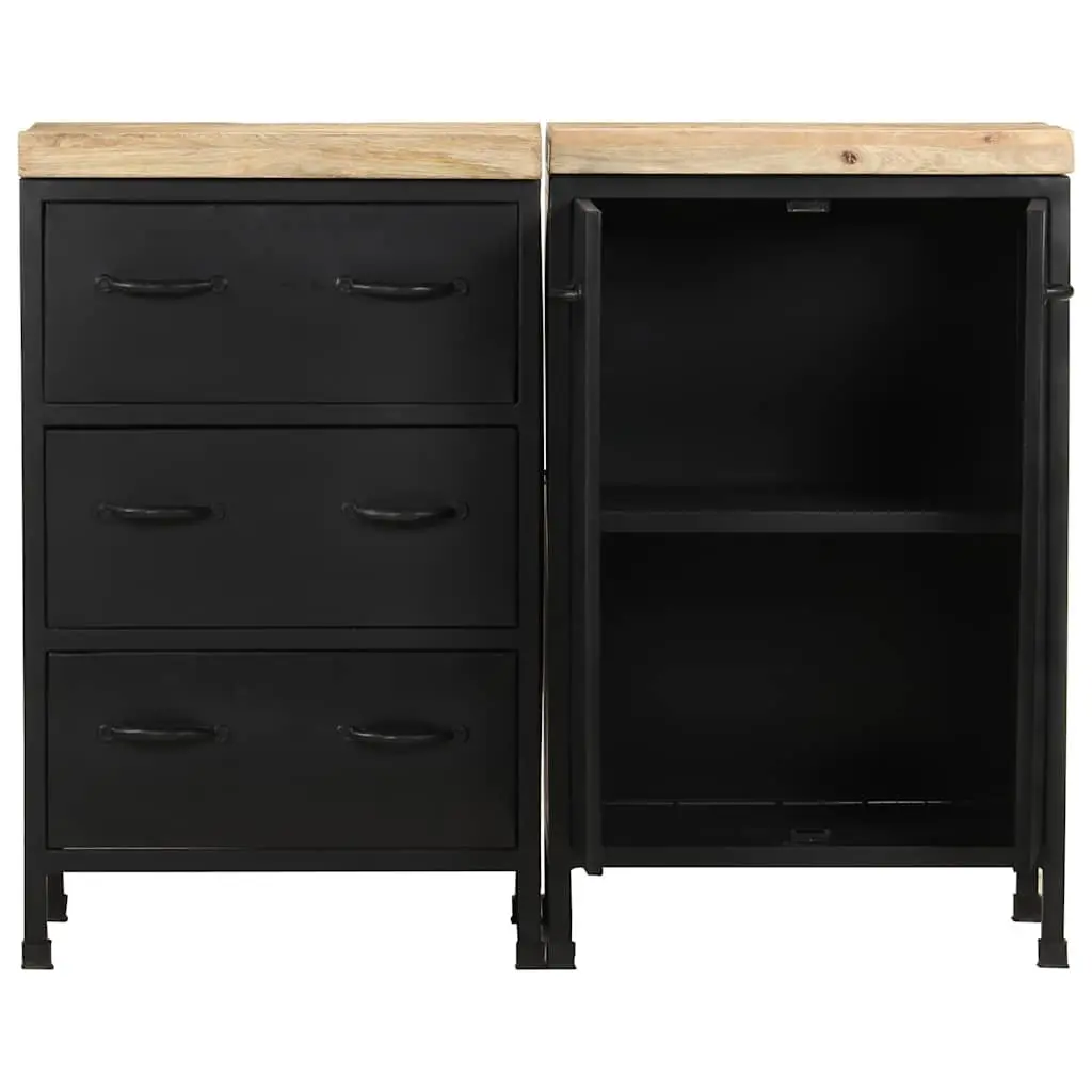 Sideboard Rough Mango Wood 3 Drawers 2 Doors Brown