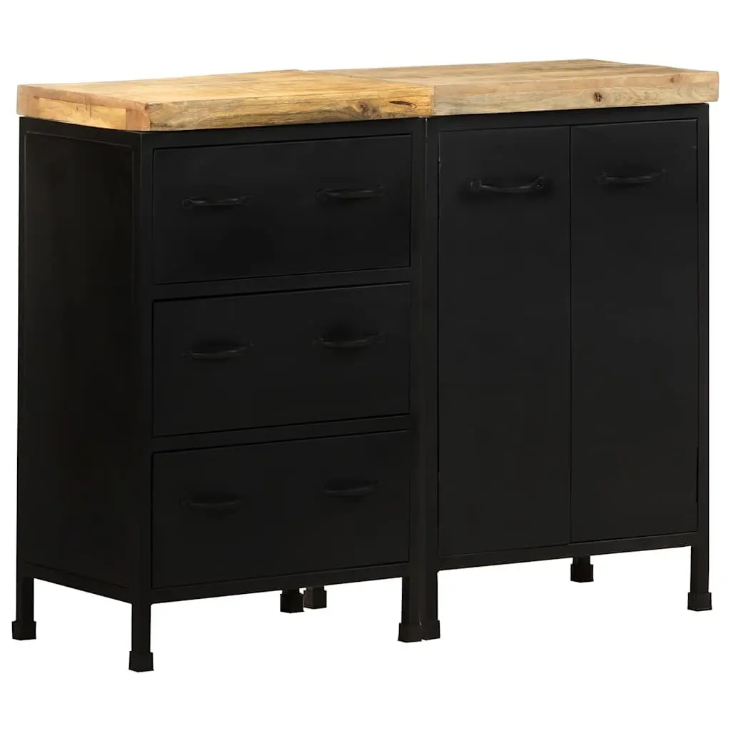Sideboard Rough Mango Wood 3 Drawers 2 Doors Brown