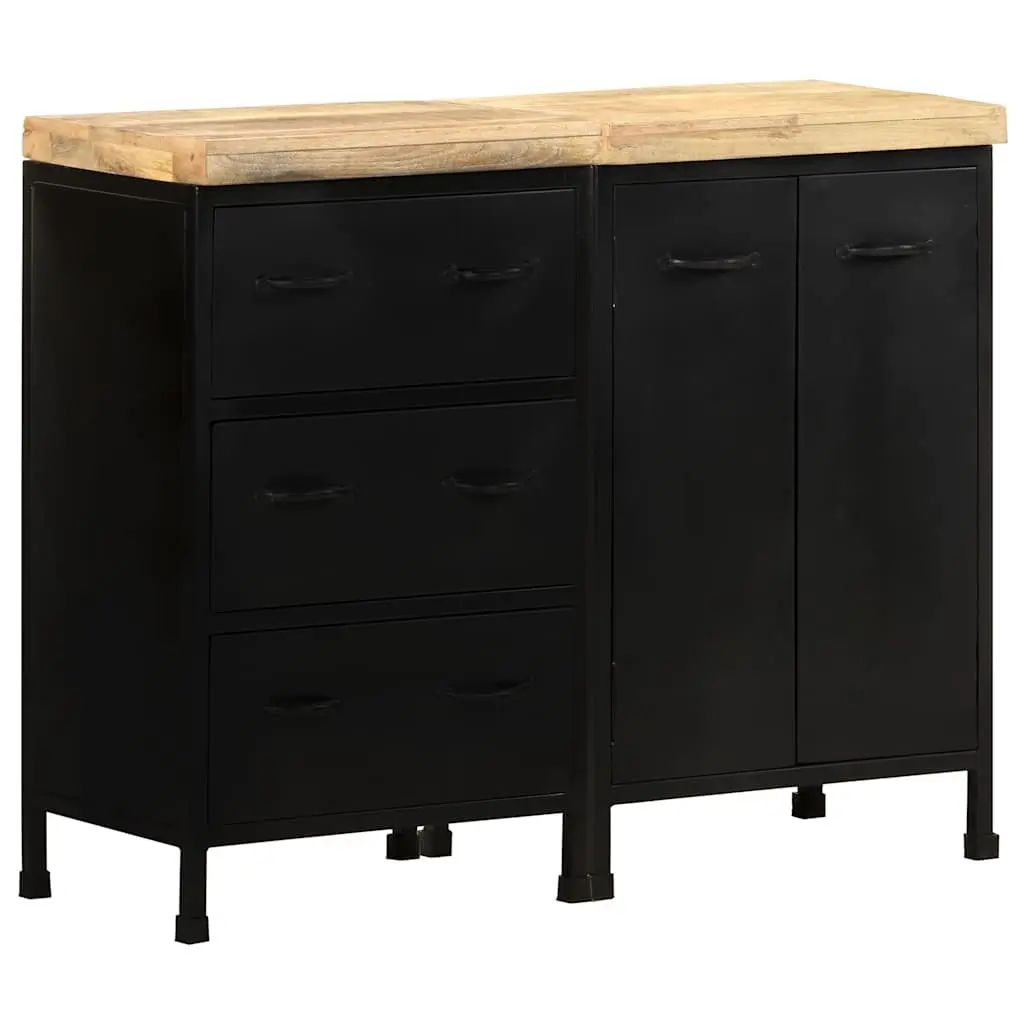 Sideboard Rough Mango Wood 3 Drawers 2 Doors Brown