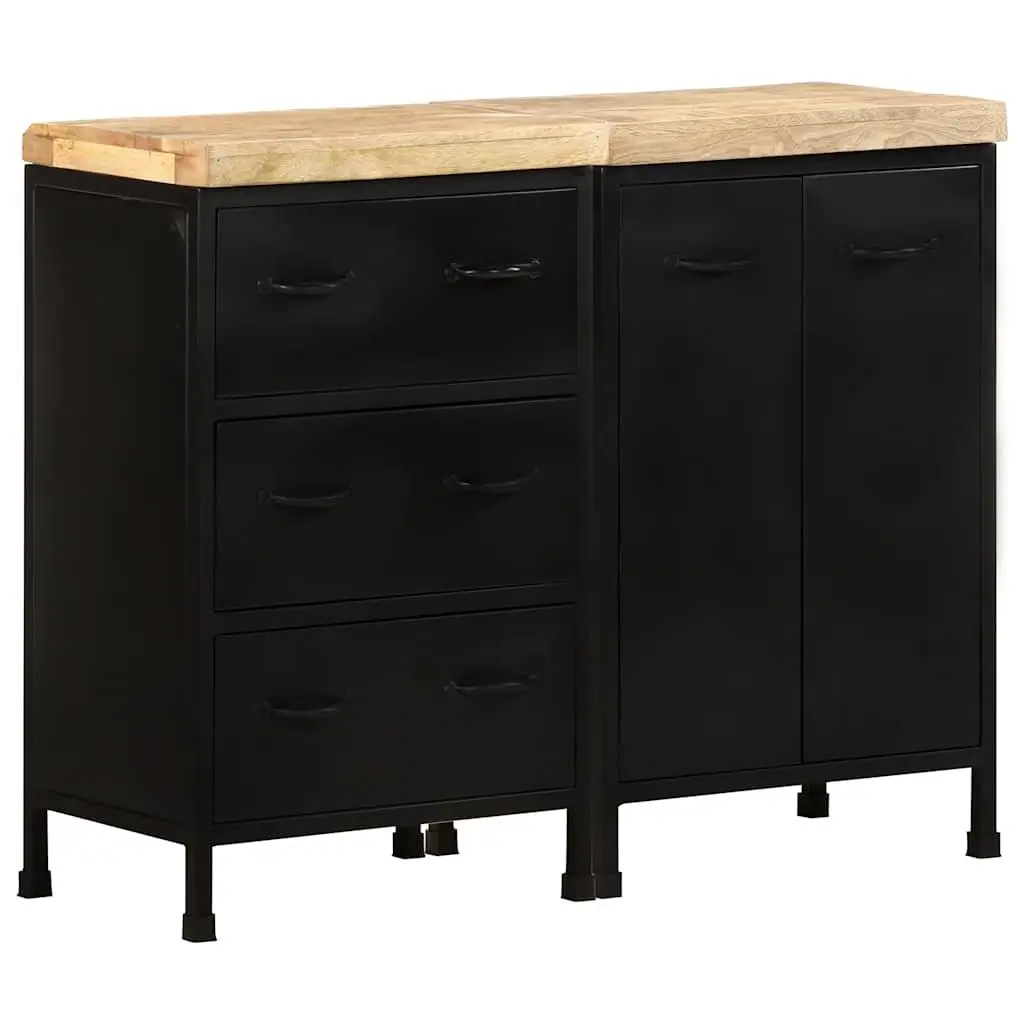 Sideboard Rough Mango Wood 3 Drawers 2 Doors Brown