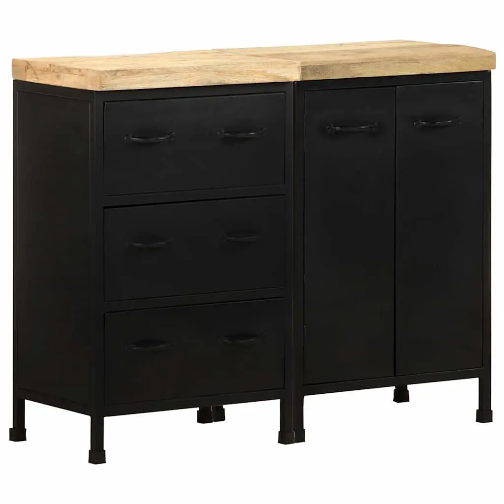 Sideboard Rough Mango Wood 3 Drawers 2 Doors Brown
