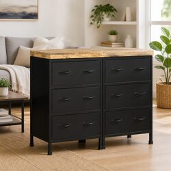 Sturdy Brown Sideboard with 6 Drawers for Storage