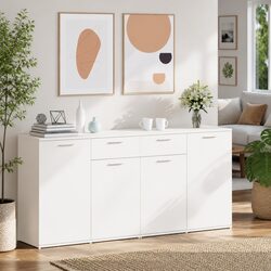 Modern White Sideboard 160x36x75 cm Storage Cabinet