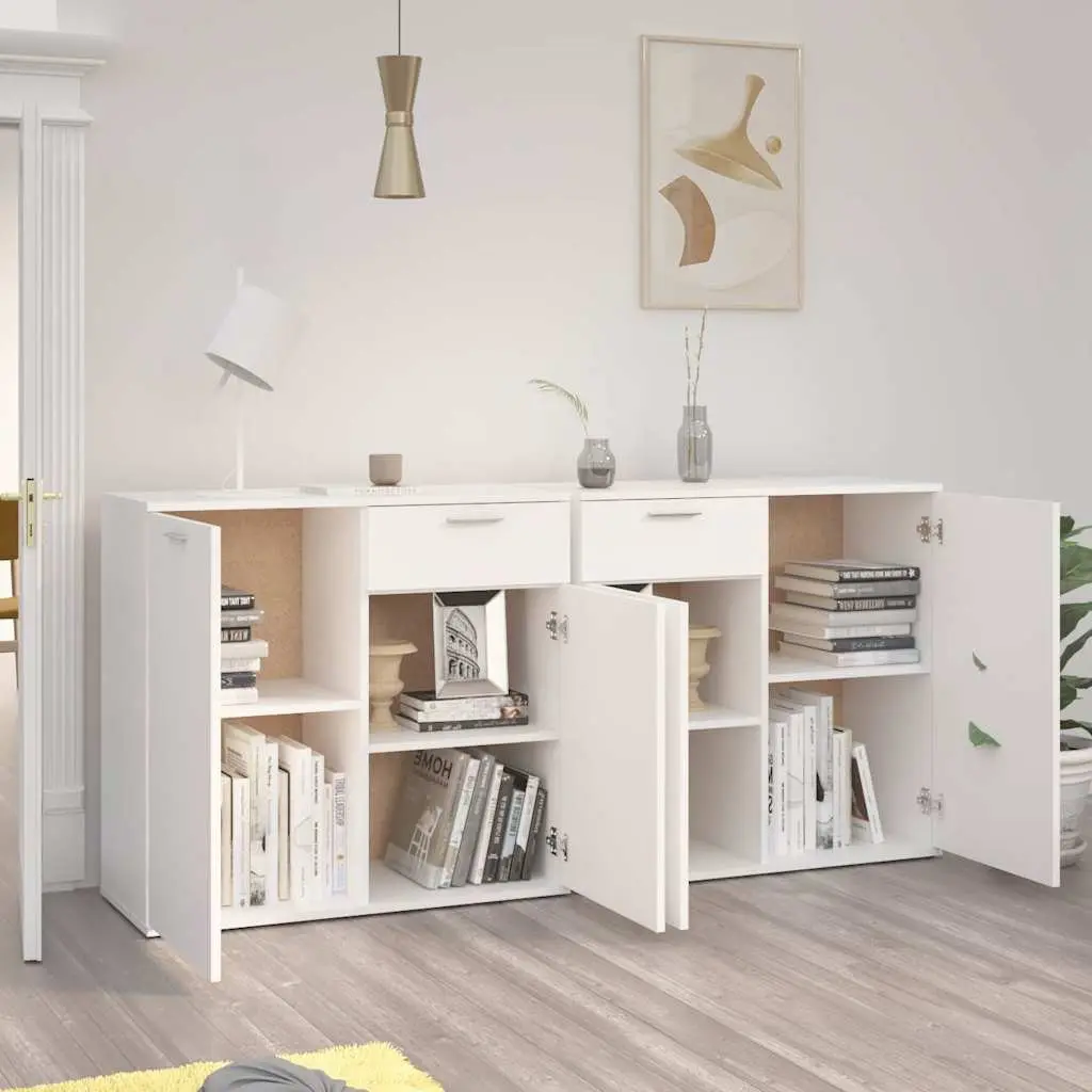 White Sideboard 160x36x75 cm Storage Cabinet