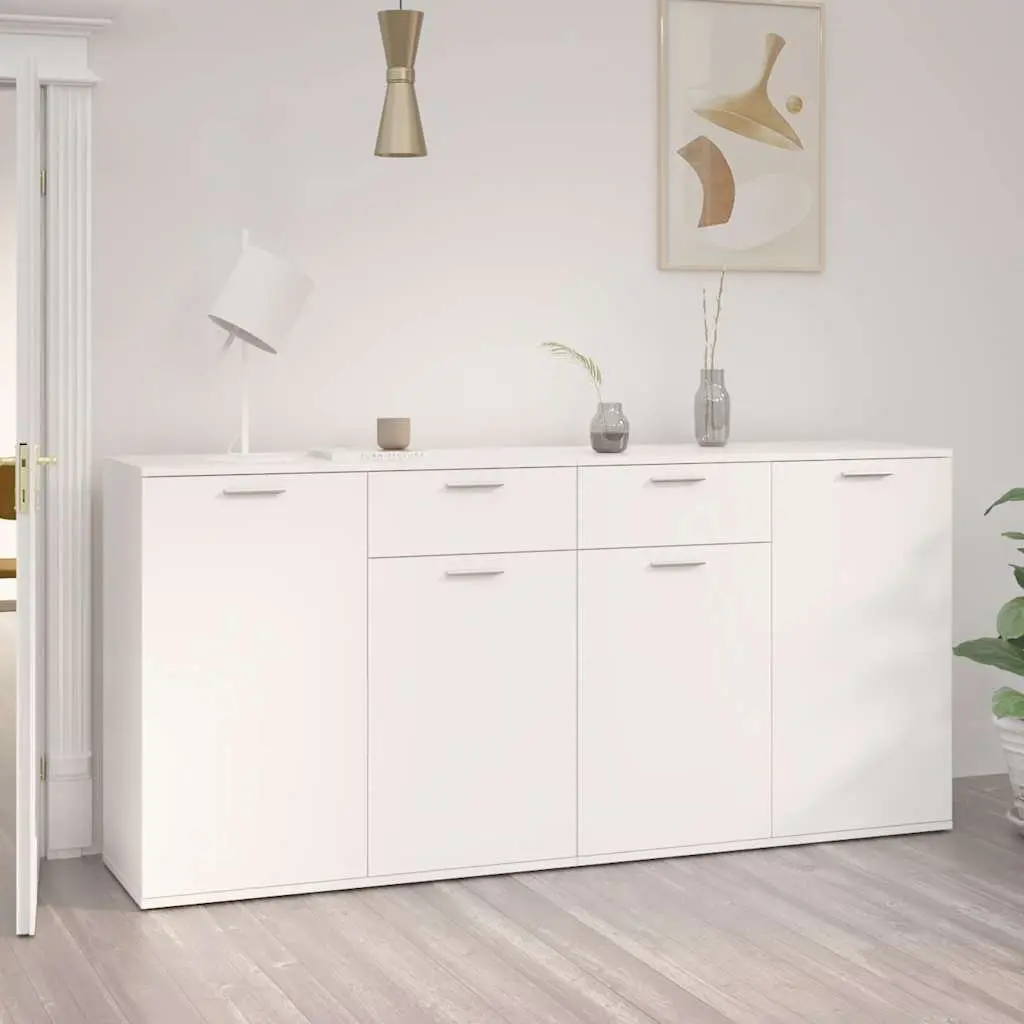 White Sideboard 160x36x75 cm Storage Cabinet