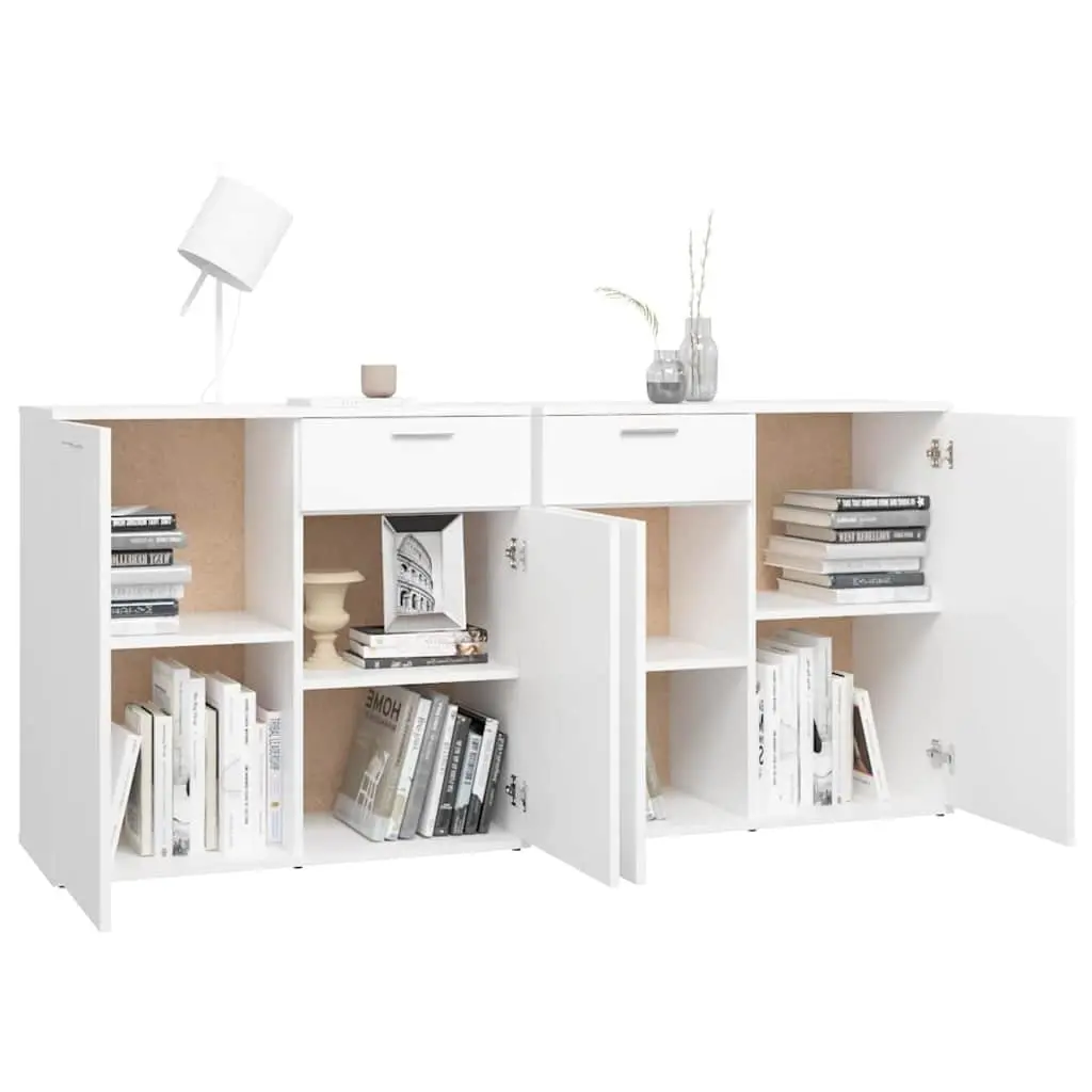White Sideboard 160x36x75 cm Storage Cabinet