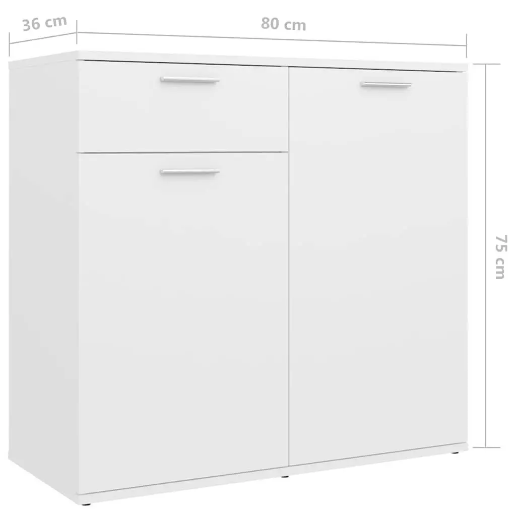 White Sideboard 160x36x75 cm Storage Cabinet