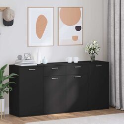 Modern Black Sideboard Cabinet with Ample Storage