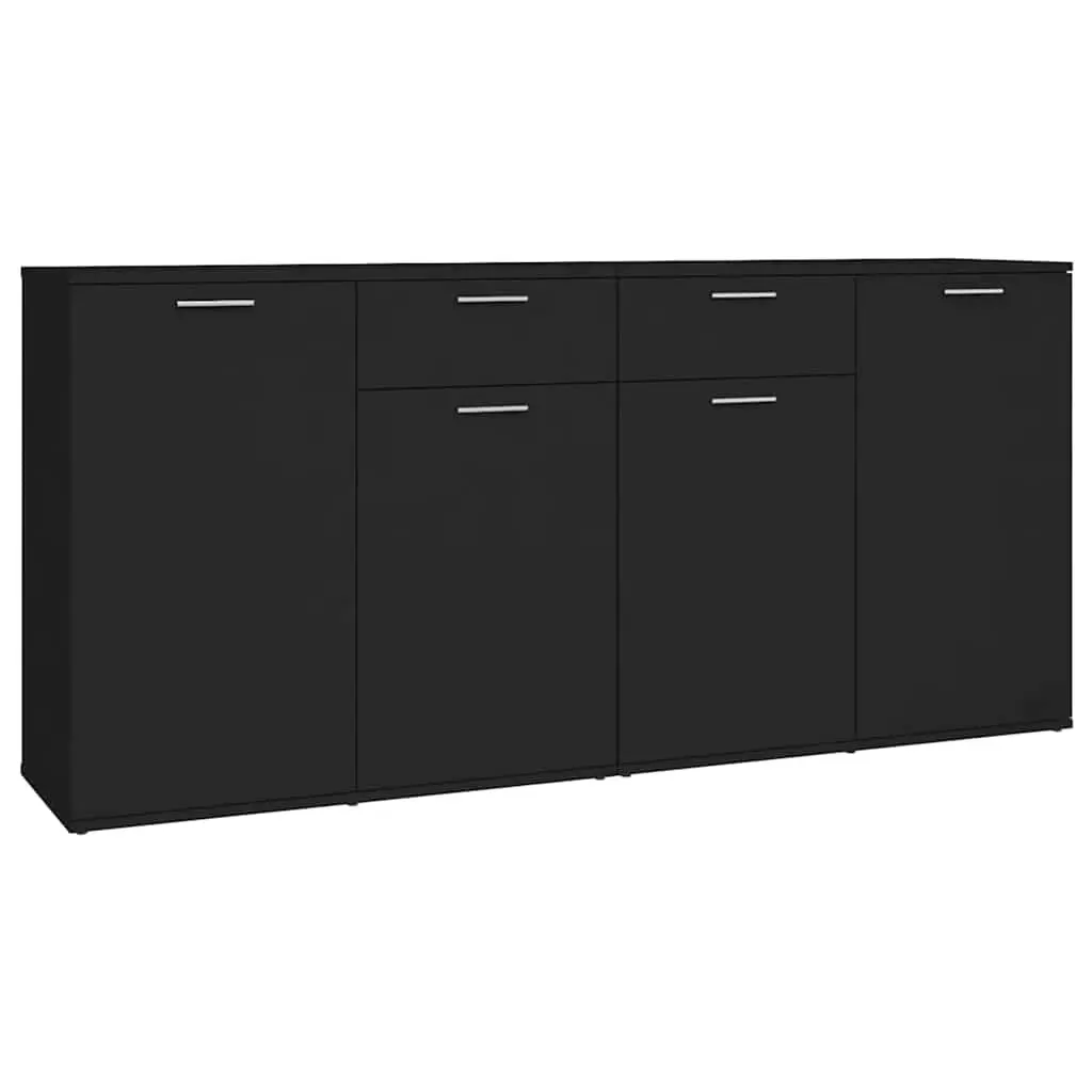 Sideboard Buffet Cabinet Engineered Wood Black 160x36x75 cm 4 Door 2 Drawer Storage Unit
