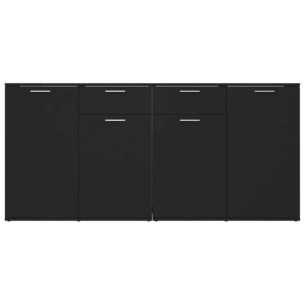Sideboard Buffet Cabinet Engineered Wood Black 160x36x75 cm 4 Door 2 Drawer Storage Unit