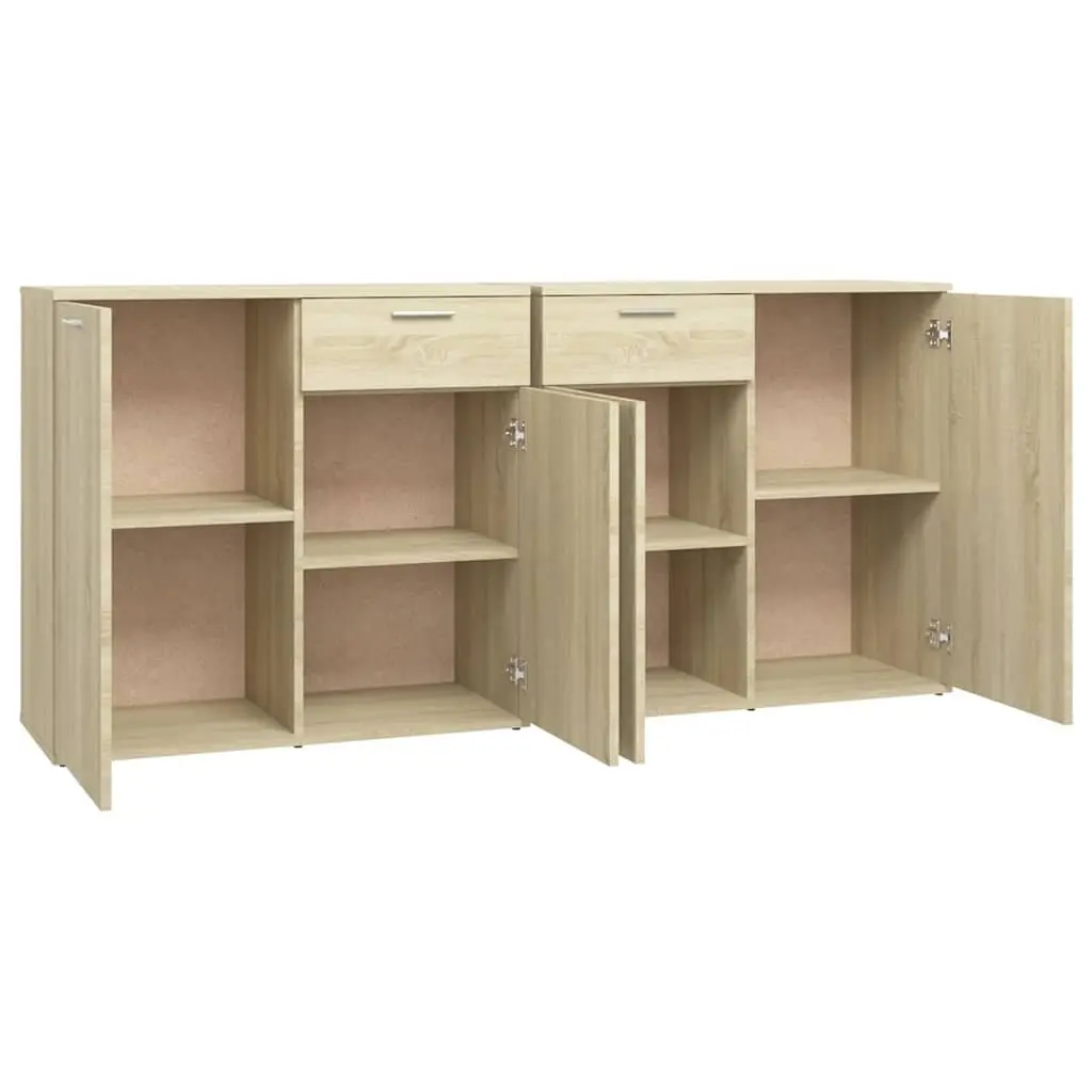 Sideboard Buffet Cabinet Sonoma Oak 160x36x75 cm Storage Unit 4 Doors 2 Drawers