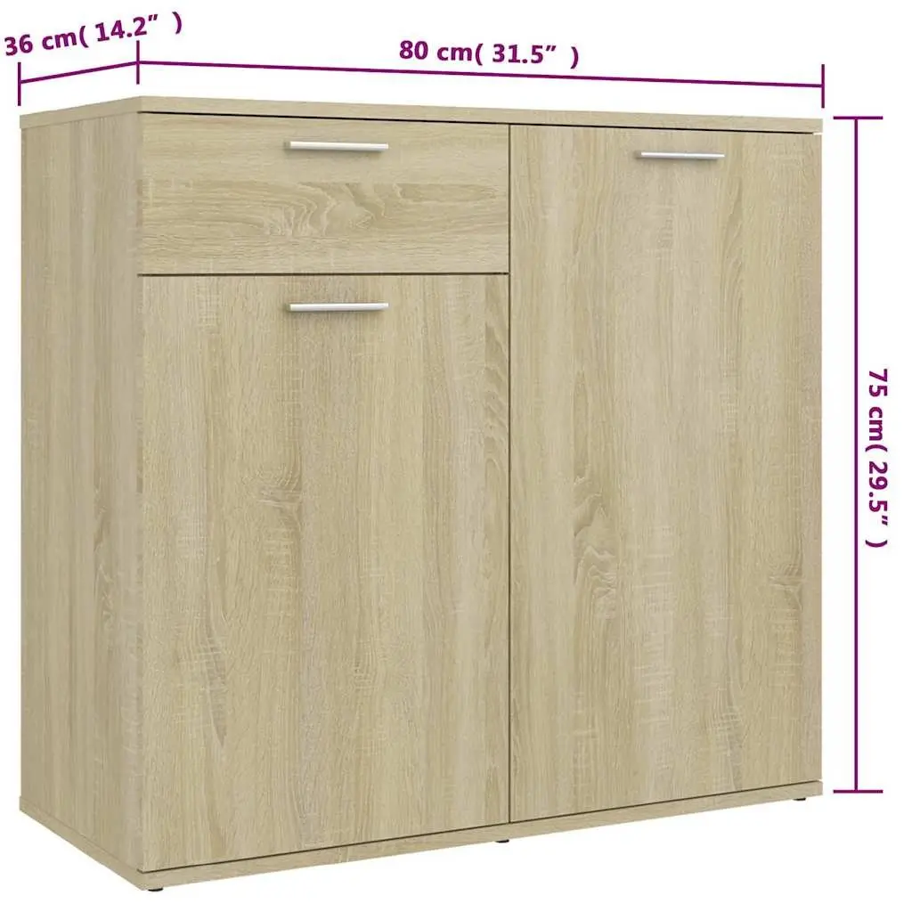 Sideboard Buffet Cabinet Sonoma Oak 160x36x75 cm Storage Unit 4 Doors 2 Drawers
