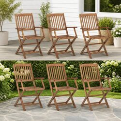 Set of 6 Premium Acacia Wood Folding Chairs for Outdoors