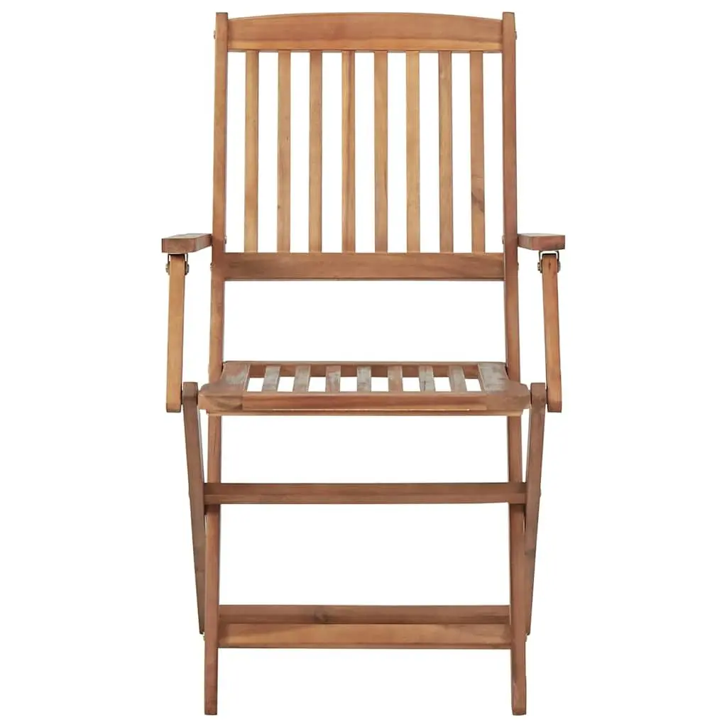 Folding Chairs Set Solid Acacia Wood 8 Piece Brown