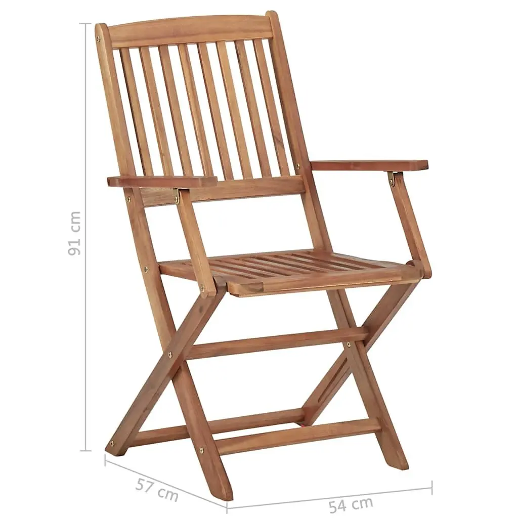 Folding Chairs Set Solid Acacia Wood 8 Piece Brown
