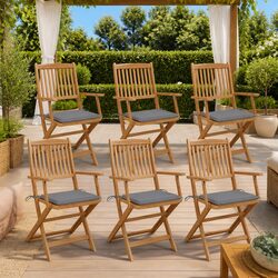 High-Quality Folding Garden Chairs Set of 6 with Cushions
