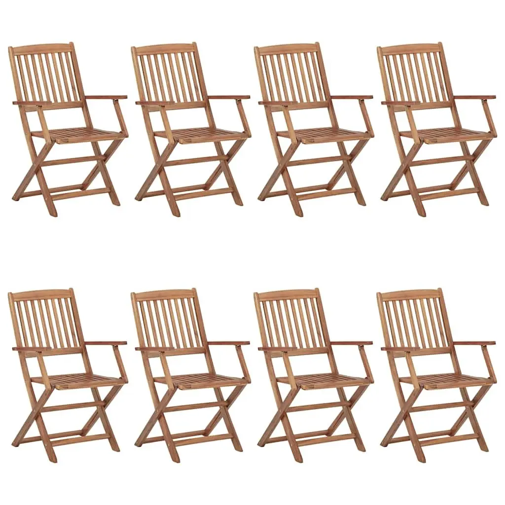 Solid Wood 8 Piece Folding Garden Chair Set with Cushions