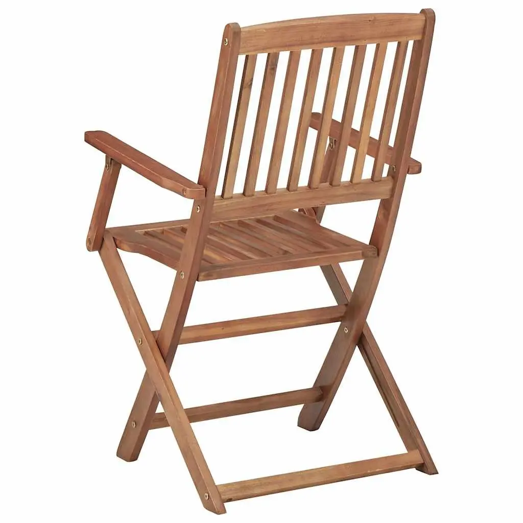 Solid Wood 8 Piece Folding Garden Chair Set with Cushions