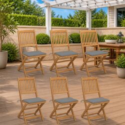 Durable Grey Folding Garden Chairs 6 pcs with Cushions