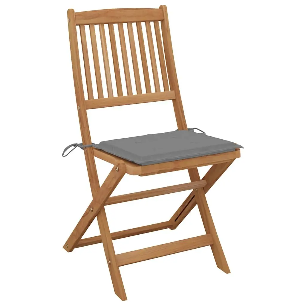 Grey Folding Garden Chairs 6 pcs with Cushions