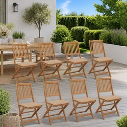 Durable Folding Garden Chairs 8 pcs with Cushions
